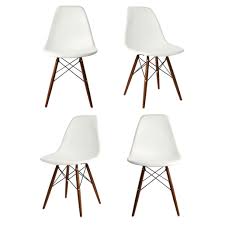 set of 4 eames style dsw molded white