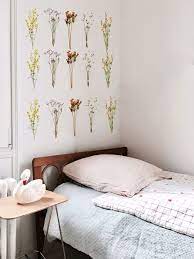 Floral Print Wall Sticker 24bunch Shein Usa Home Decor Room Ideas Bedroom Wall Decor Stickers