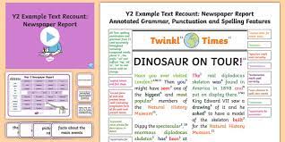 On download, you'll receive multiple resources to help ks2 children with their newspaper article writing. Y2 Recounts Newspaper Report Model Example Text Ks1