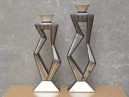 From simple lantern and pillar designs to ornate tiered candelabra, we offer decorative ways to hold your fire on the table, mantle and more. Pair Contemporary Large Metallic Ceramic Candle Holders By Artmax I Like Mikes Mid Century Modern