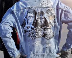Mossoo Star Wars Painted Jacket Handpainted Jacket Denim Jeans Painted Starwars Custom Handpaint Painted Jacket Hand Painted Denim Jacket Painted Denim