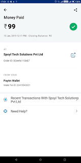 Paytm Care On Twitter Hi Sandeep As Checked Rs 99 Has Been Successfully Processed To Spoyl Tech Solutions Pvt Ltd Kindly Refer To The Dm For Details And Contact Them Further For
