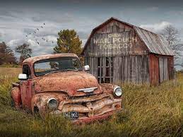 Americana Photograph Of Abandoned Red Pickup With Weathered Etsy Chevy Pickup Trucks Chevy Pickups Old Pickup Trucks