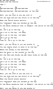 Song Lyrics With Guitar Chords For At The Hop Lyrics And Chords Ukulele Music Ukulele Chords Songs
