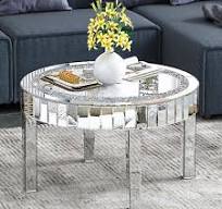 Couchtisch Silber rund verspiegelte Wohnzimmertisch Glastisch 60cm  Beistelltisch | eBay.de