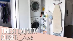 Your dryer's installation method will depend on whether you have a gas or electric appliance. Tiniest Laundry Closet Tour Youtube