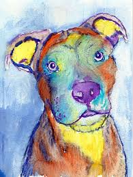 American Staffy Colorful Dog Painting American Staffy Dog Print Watercolor American Staffie Owner Gift Colorful Dog Paintings Dog Paintings Bull Terrier Art