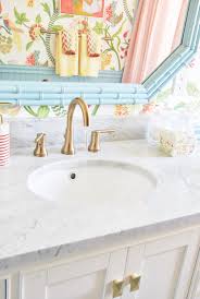 Rectangular vanity mirror in bamboo. Primp Pamper Bathroom Remodel The Reveal Showit Blog
