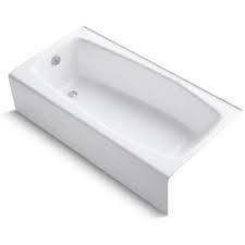 The cast iron also luckily gives the alcove bathtub a slip resistant surface, which is the best kind of surface for elderly people and for anyone who doesn't want to take a tumble. Kohler K 715 0 White Villager Collection 60 Three Wall Alcove Cast Iron Three Wall Alcove Soaking Bath Tub With Left Hand Drain Faucetdirect Com