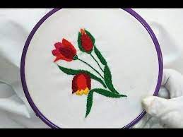 Hand Embroidery Tulip Flower With Kashmiri X2f Romanian Stitch Youtube Embroidery Tutorials Hand Embroidery Women Crafts