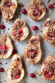 Baked Pears With Honey Cranberries And Pecans Recipe Healthy Holiday Desserts Pear Dessert Recipes Baked Fruit Recipes