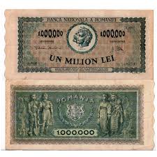 1947 Banknote Romania 1 Million 1 000 000 Lei Kingdom Of Romania P60a Vf Mynumi