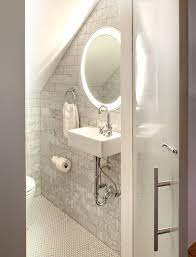Ambient light fixtures include recessed lights mounted inside shallow openings in the. Bathroom Lighting Ideas For Small Bathrooms Ylighting Bathroom Under Stairs Small Attic Bathroom Room Under Stairs