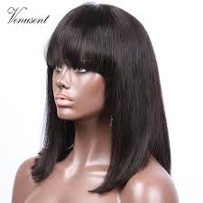 Black Bob Wig With Bangs Human Hair 14 Virign Human Hair Bob Wig With Bangs Straight Lace Front Wigs Natural Black Hair Bob Wig Bob Hairstyles Damp Hair Styles Human Hair
