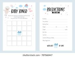 Kick start the baby shower with baby prediction cards. Baby Shower Bingo Predictions Template Hand Stock Vector Royalty Free 787060447