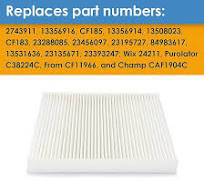 CF185 Cabin Air Filter fit for Various Buick Cadillac GMC & Chevrolet  Models Replaces 22743911 13356916 13356914 13508023 23288085 23456097 （Pack  of 4