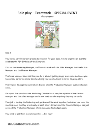Role Play Team Work English Lesson Plans Roleplay Teamwork
