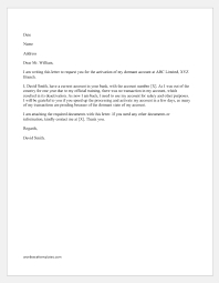 Letter To Manager To Activate Bank Account Word Excel Templates