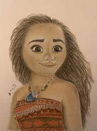 Draw cute MOANA from DISNEY 👧🏾🌊🌀🐚🌳🧒🏿| Step by Step