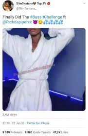 Check spelling or type a new query. Buss It Slim Santana Bustitchallenge White Robe Buss It Video On Twitter Chloe Bailey Busting Challenge Explained Slim Santana Is What You Can Call Twitter Famous