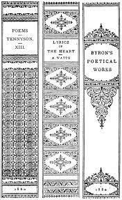 Line Drawings Of Three Book Spines 1 Poems Tennyson Xiii 1860 2 Lyrics Of The Heart A Watts 3 Byron Book Cover Diy Bookbinding Vintage Book Covers
