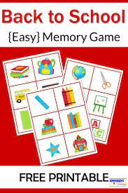 Back To School Memory Game Free Printable Learning Ideas For Parents Memory Games English Games For Kids Memory Games For Kids