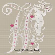 Downloadable Cross Stitch Chart Monogram W Angel And Hearts