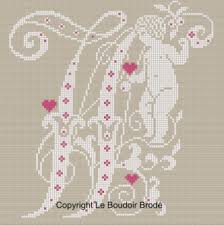 downloadable cross stitch chart monogram w angel and hearts