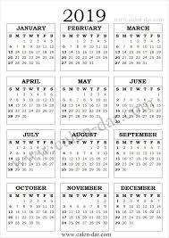 2019 Year Calendar A4 Template Printable Calendar Templates