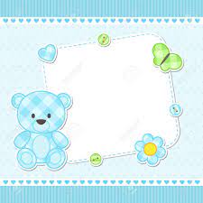 Card With Blue Teddy Bear For Boy Vector Template With Place Royalty Free Cliparts Vectors And Stock Illustrati Blue Teddy Bear Banner Printing Teddy Bear