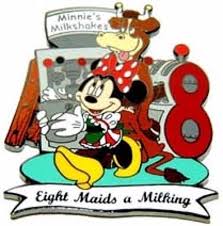 Each day in the song lists a different gift received over the course of the celebration. Old Htf Le Disney Pin Twelve 12 Days Of Christmas 8 Maids A Milking Minnie Mouse Ebay