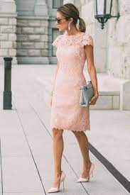 Round Neck Short Sleeves Grace Pink Lace Midi Wedding Guest Dresses In 2021 Lace Dress Casual Lace Wedding Guest Dress Wedding Guest Dress