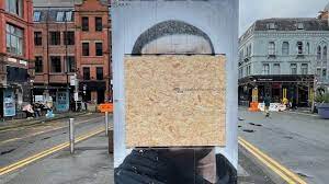 The widely recognized mural of george floyd painted outside the south minneapolis store where he died while in police custody was defaced tuesday night, reportedly by a medical student who said he now regrets what he did. George Floyd Manchester Mural Defaced By Racists For Second Time Bbc News