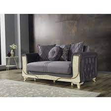 Rosdorf Park Kroll Chenille Square Arm Convertible Sofa Love Seat Fabric Sofa Bed French Style Sofa Set