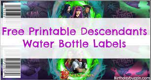 Free Printable Descendants 2 Water Bottle Labels Birthday Buzzin Water Bottle Labels Birthday Descendants Party Water Bottle Labels Free