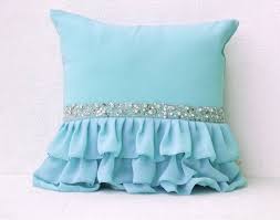 Sky Blue Ruffled Decorative Pillow With Sequins By Amorebeaute Bantal Hias Shabby Sarung Bantal