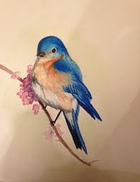 Blue Bird With Spiky Hair Blue Bird Water Color Painting Print By Howmybrowneyesseeit 7 50 Watercolor Bird Watercolor Bird Tattoo Birds Painting