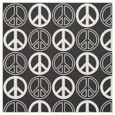 Black And White Peace Sign Retro Peace Sign Fabric For Upholstery Quilting Crafts Fabric Peace Sign Fabric Patterns