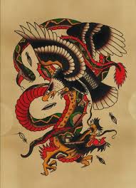 Tiger symbolism in literature and history. Old School Eagle Fighting With Lion And Snake Tattoo Design Tattooimages Biz