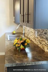 Slate Sequoia Plastic Laminate Countertops On Polyester Wrapped Custom Kitchen Cabinets Laminate Kitchen Custom Kitchen Cabinets New Home Construction