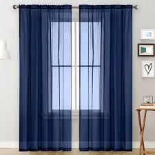 Subrtex printed curtains room darkening for bedroom living room kids room dining room valance colorful window drapes 2 panel set (52'' x 84'' , brown) 4.6 out of 5 stars 1,351 $45.99 $ 45. Sheer Curtains Living Room Rod Pocket Window Curtain Panels Bedroom Semi Sheer Voile Curtains Dark Blue 39 Wx51 L 2 Panels Walmart Com Walmart Com