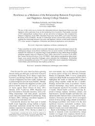 Acara silaturrahim & halal bi halal kelas c angkatan 2017 menejemen pendidikan islam iain kudus rembang, 3 juli 2018. Pdf Resilience As A Mediator Of The Relationship Between Forgiveness And Happiness Among College Students