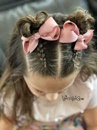 Toddler with cute and short thin hair this is a shorter cut that takes away most of the length, allowing the toddler boy wearing this thin hairstyle to play without any problems. Double Messy Buns Kids Hairstyles Girls Girl Hair Dos Little Girl Hairstyles