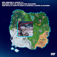 Parcourir 100 m en dansant fortnite, défi folie de la danse semaine 6 saison 10. Fortnite Danser Et Soulever Une Boule A Facette Dans Le Hangar A Avion Glaciaire Defi Folie De La Danse Breakflip Actualites Et Guides Sur Les Jeux Video Du Moment