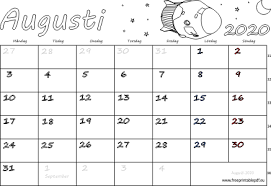Kalender 2025 bliver lavet automatisk og vises altid online. Almanacka Augusti 2020 Skriva Ut Gratis Utskrivbara Pdf