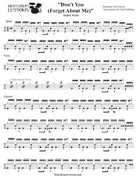 It also includes tips and tricks on easy reading drum sheet music. Don T You Forget About Me Simple Minds Drum Sheet Music Nick S Drum Lessons