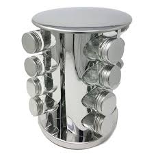 Lavohome Stainless Steel Spice Herb Rack Modern Luxury Design Space Saving Carousel Organizer With 16 Glass Bottles Sr 100 Ss Spice Rack The Home Depot