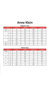 Anne Klein Clothing Size Chart Clothing Size Chart Anne