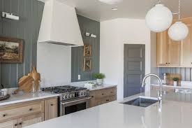 Junction shiplap sliding door media console. Hunter Green Vertical Shiplap Trim On Kitchen Walls Cottage Kitchen