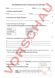 Arbeitsblatt Test Zu Den Kennzeichen Des Lebendigen Biologie Gemischte Themen
